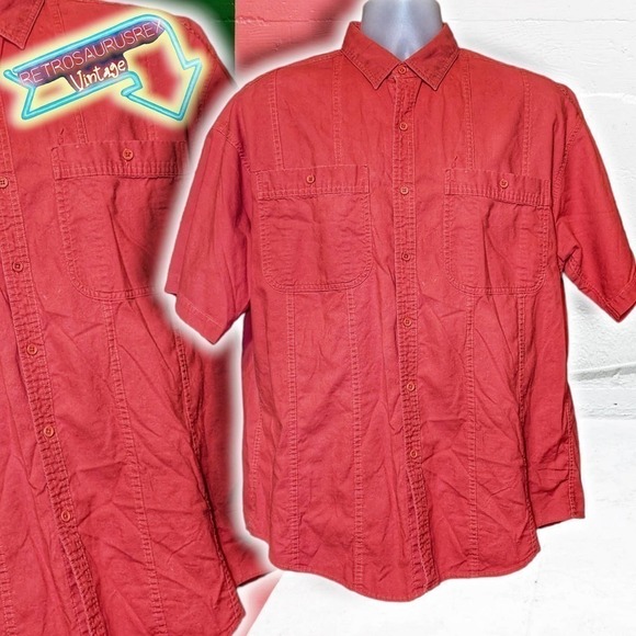 Vintage 1980’s Retro Red Stranger Things Style Oversized Button Up Shirt, Large - Picture 1 of 5